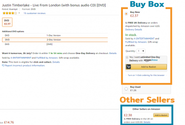 showing the buy box on Amazon